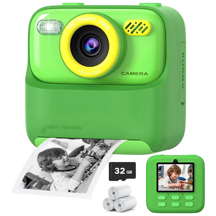 Upgrade Kids Camera Instant 1080P HD Dual Lens Selfie Digital Camera for Girls Boys Christmas Birthday Gifts Toys With 32G Print