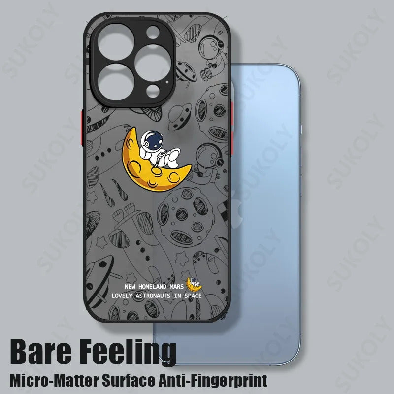Astronaut Acrylic Phone Case For iPhone 16 13 14 Pro 15 16 Max 12 Pro Max 11 14 15 Plus Shockproof Matte Cartoon Hard Back Cover