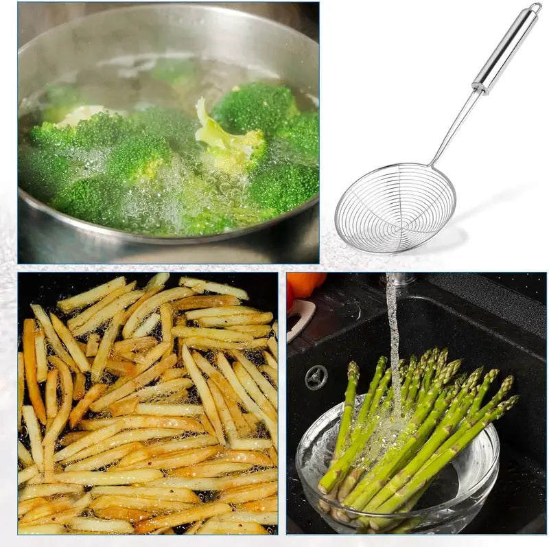 Oval Skimmer Stainless Steel Filter Mesh Oil Pot Food Filter Cookware Colander Fried Filter Kitchen Strainer Baking Cooking Tool