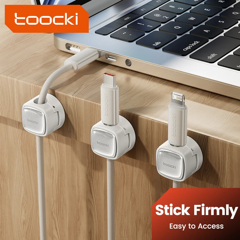 Toocki LX06 Magnetic Cable Clips Under Desk Cable Organizer Management Phone Cable Line Cleaning Magnetic WireKeeper Cord Holder