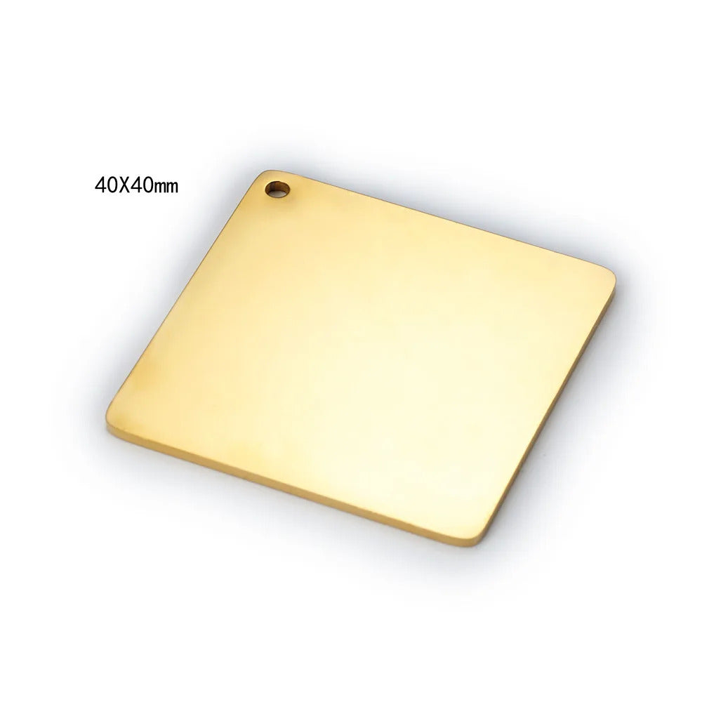 20pc stainless steel blank square charm rectangle pendant personalized customization DIY jewelry making