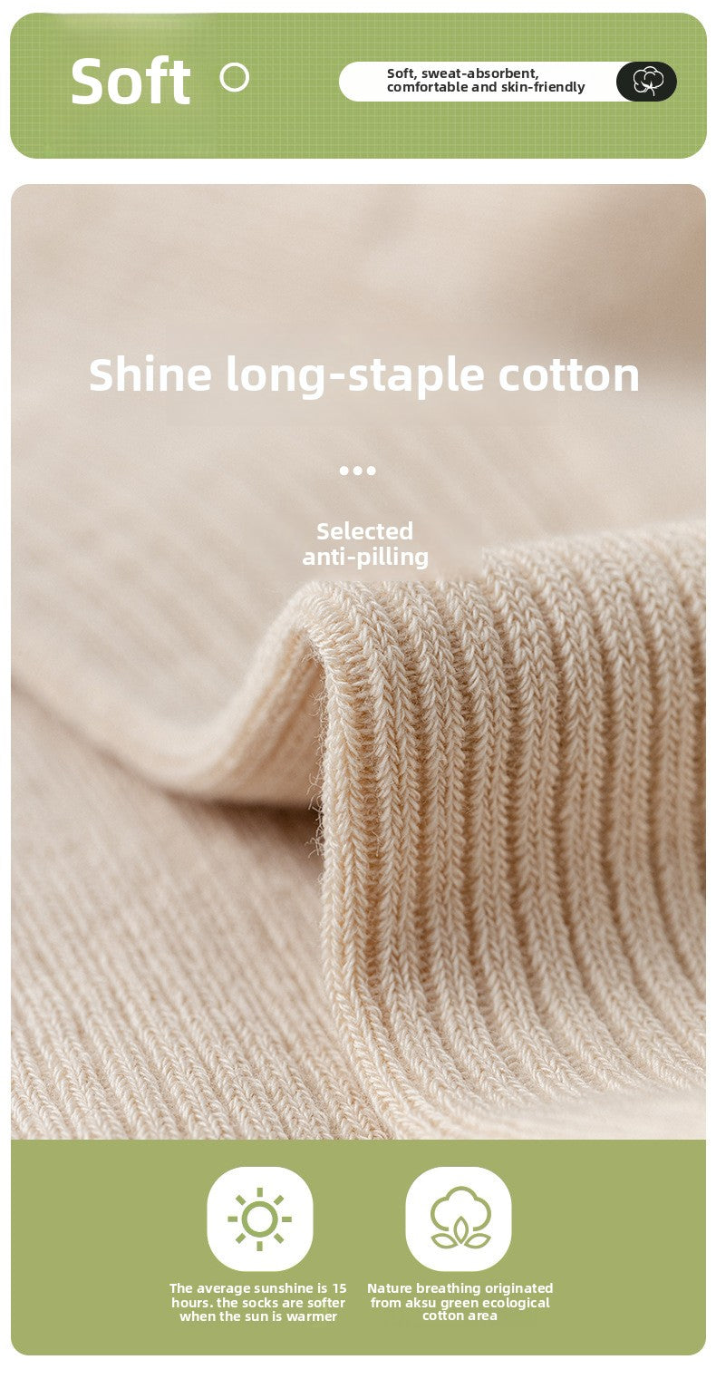 Socks Men's Spring and Summer Thin genuine goods Cotton Double Needle Drawable Mid-Tube Socks Anti-Bacterial Odor Bone-Free Sweat-Absorbing Men's Socks