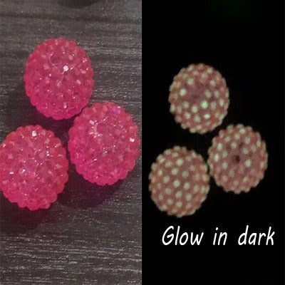 Newest  20mm 100pcs/bag Resin Rhinestone Glow In Dark Beads For Fashion Chunky Jewelry/Necklace