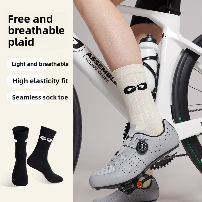 Outdoor Sports Cycling Socks for Men and Women, Breathable, Sweat-Absorbent, Quick-Drying, Odor-Resistant, Lycra, Basketball, Soccer, Running, Mid-Calf Socks