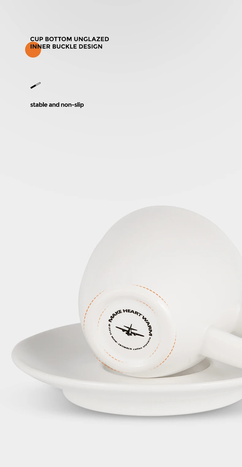 MHW-3BOMBER Espresso Cup with Saucer Set Latte Art Mugs Coffee Mug 80ml Ceramic Espresso Shot Cup Barista Accessories