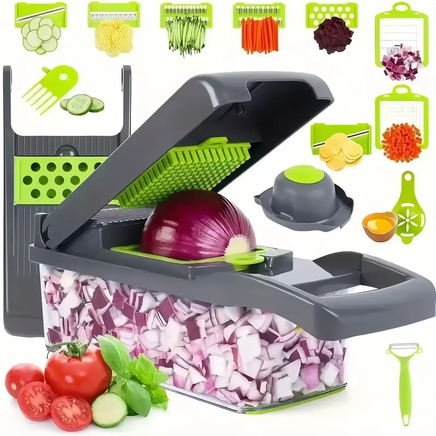 Multifunctional vegetable chopper 14/16 in one chopper handle food grate chopper kitchen vegetable slicer dicing machine cutting