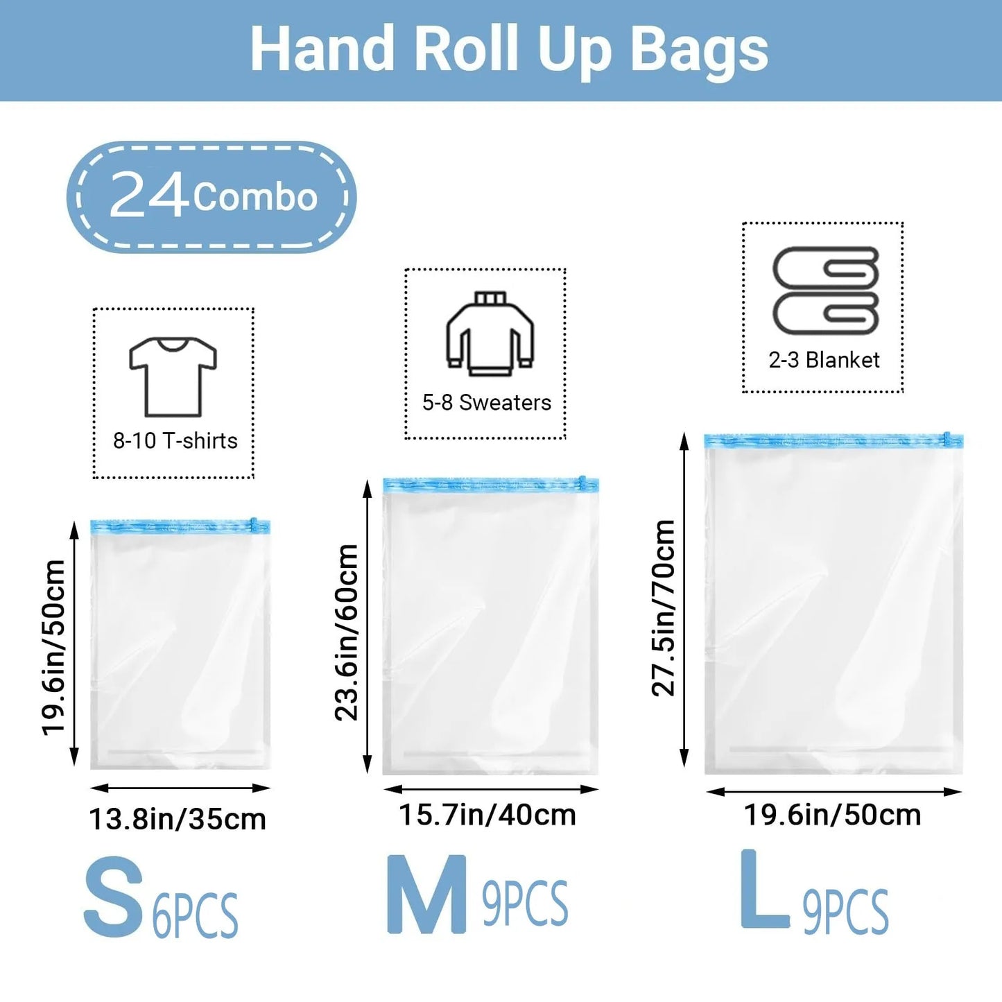 Travel Compression Bags, Roll Up Travel Space Saver Bags for Luggage, Cruise Ship Essentials Cothes