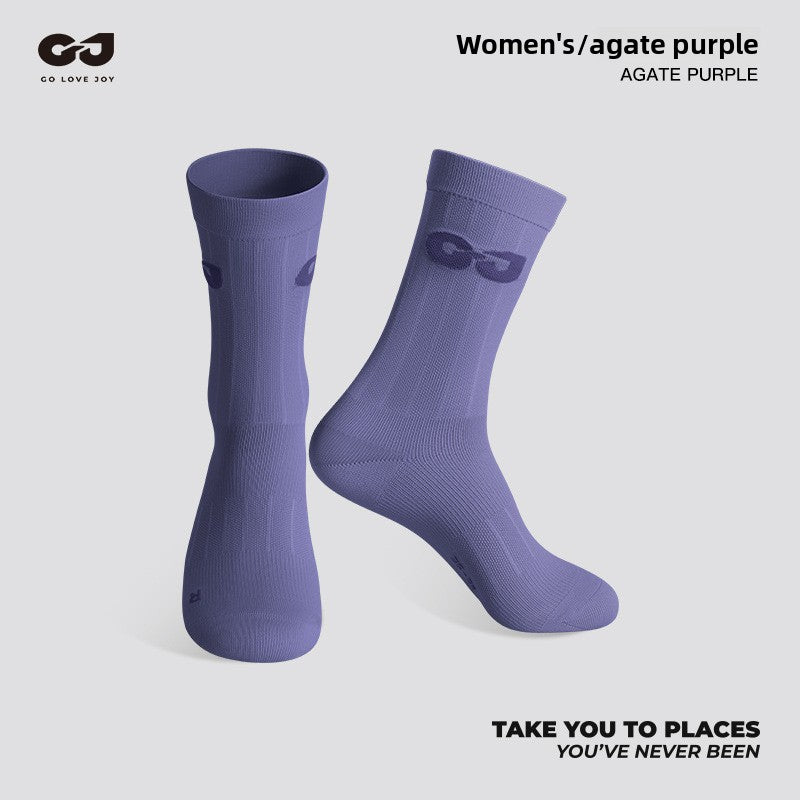 Outdoor Sports Cycling Socks for Men and Women, Breathable, Sweat-Absorbent, Quick-Drying, Odor-Resistant, Lycra, Basketball, Soccer, Running, Mid-Calf Socks