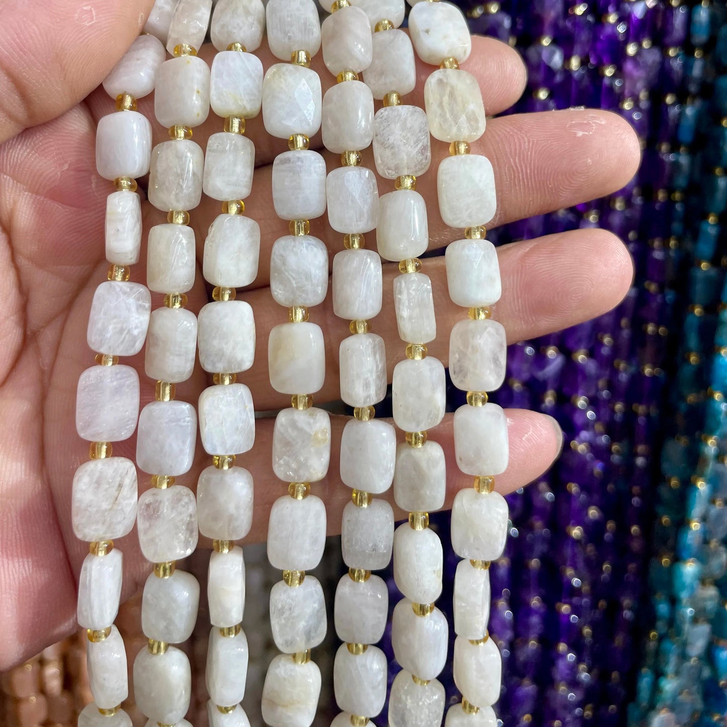 8x10mm Natural Labradorite Stone Amazon Stone Lapis Lazuli Piece Cut Bead Usefor Diy Bracelet Necklace Jewelry Make