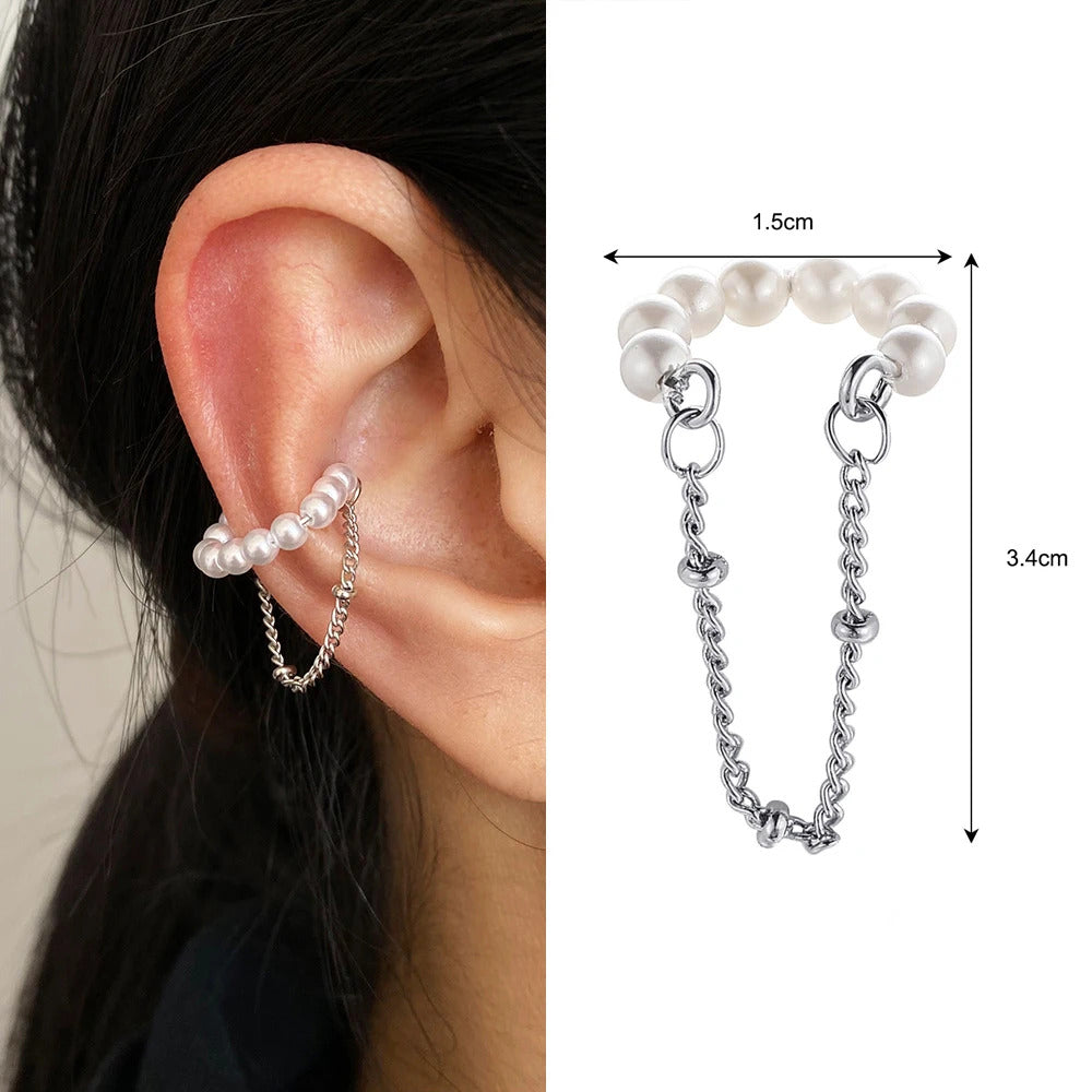 Rhinestone Butterfly Stud Earrings For Women Girls Korean Cute Fashion Metal Cuff Chain Tassel Boucle D'oreille Jewelry
