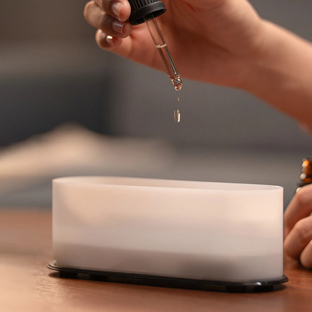 USB 7 Colorful Flame Aroma Diffuser Simulation Flame Humidifier Flame Aromatherapy Essential Oil Diffuser for Spa Yoga Gym