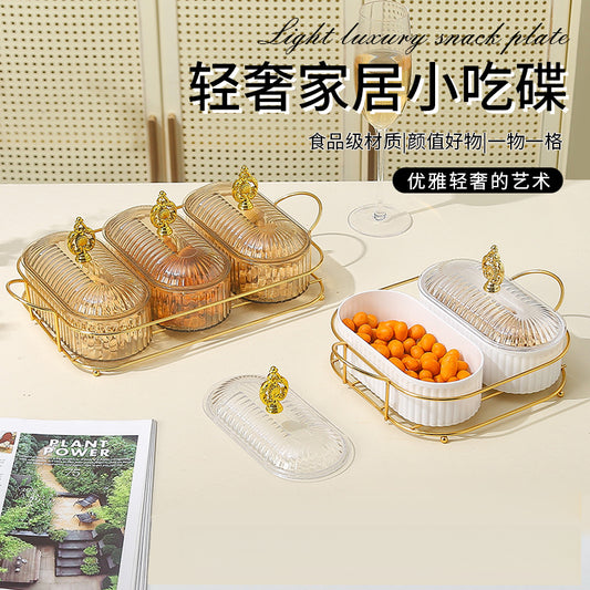 Living Room Household Coffee Table Nut Plate Oval Dish Compartment Plate Snack Plate Dessert Plate Nut Plate Candy Plate