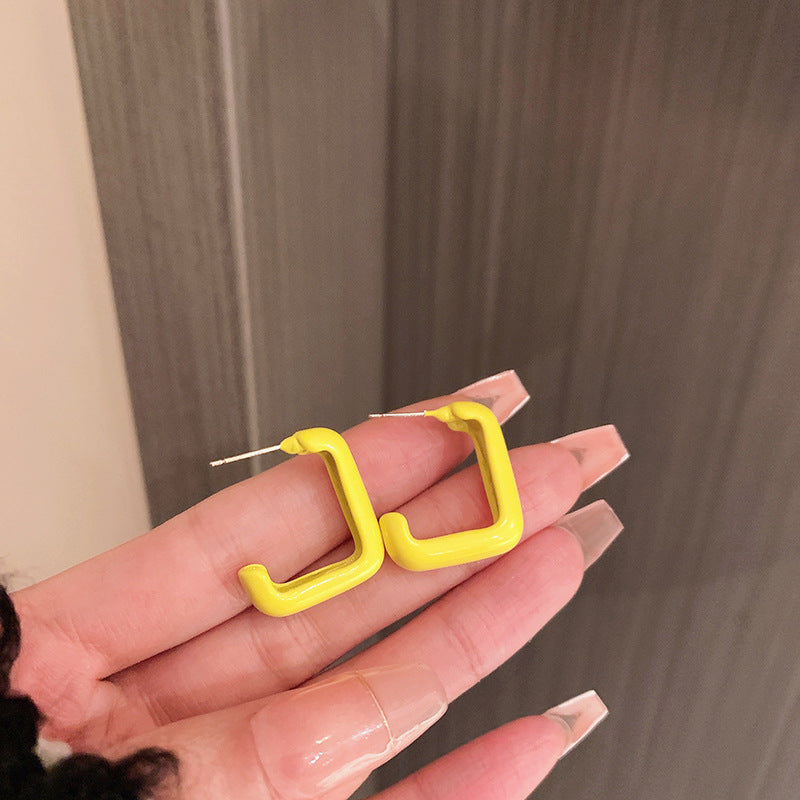 Yellow Series Fresh Fashion Versatile Flower Butterfly Earrings Simple Geometric Hoop Student Temperament Earrings for Women