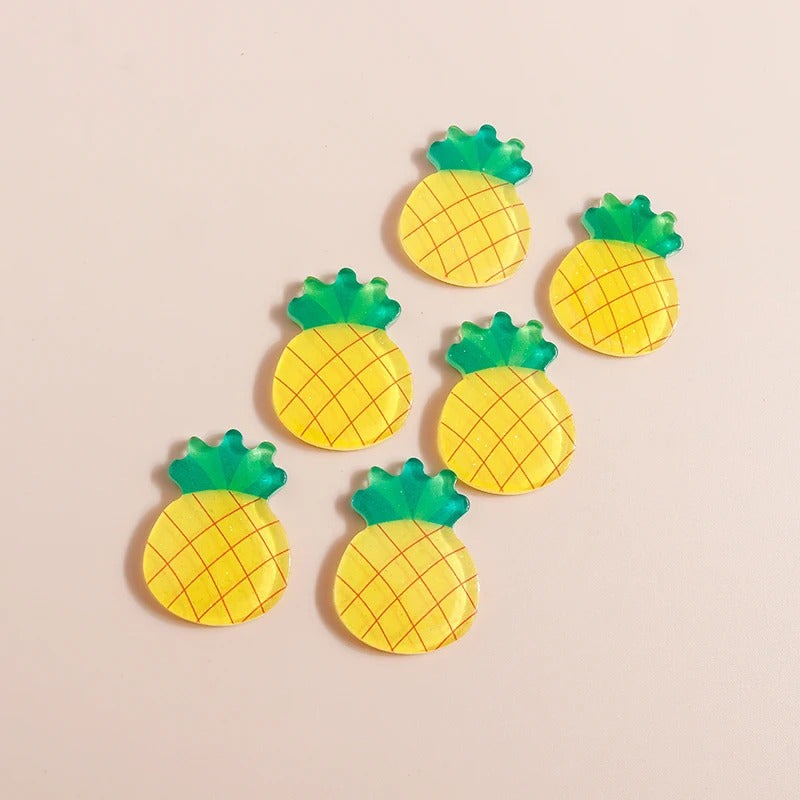 10pcs Mix Cute Mini Fruit Charms Pear Cherry Pineapple Peach Avocado Flat Back Resin Cabochons Scrapbook DIY Jewelry Accessories