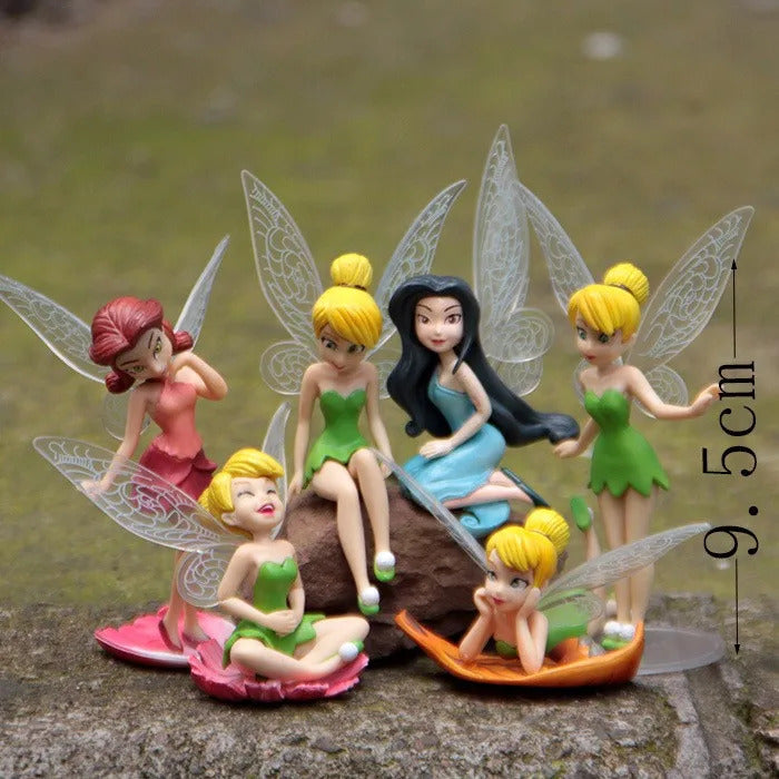 6pcs/set Anime Tinkerbell Fairy Tales Girls Tinker Bell PVC Action Figures Toys