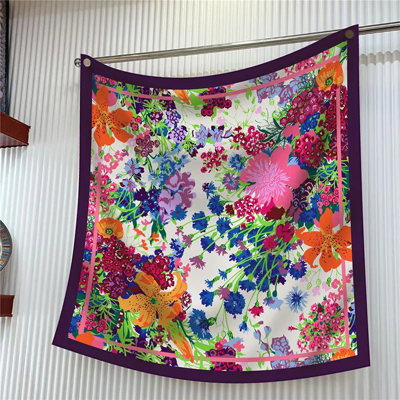 New Year Gift 90cm Large Square Scarf Scarf Women'S Scarves Spring And Autumn Style Fashion Shawl European American Twill Print