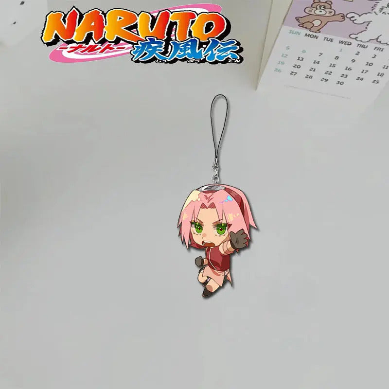 Naruto 2D Sasuke Kakashi Haruno Sakura anime peripheral cartoon mobile phone chain mobile phone lanyard high-value  wholesale