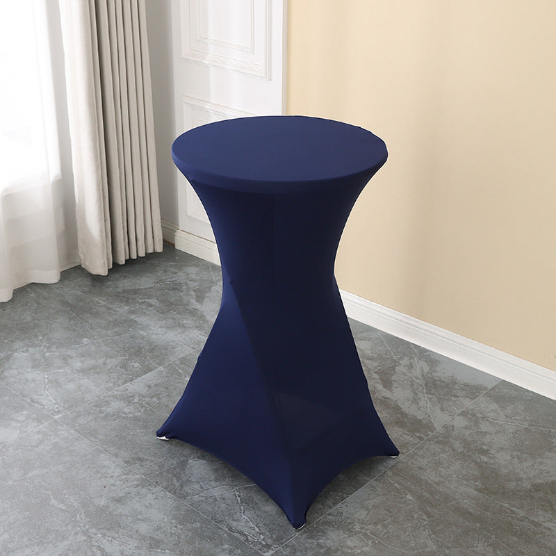 Elastic Table Cover High-End Banquet Wedding Hotel Cocktail Table Cover Table Skirt Table Skirt Cross-Border round High Leg Bar Counter Set