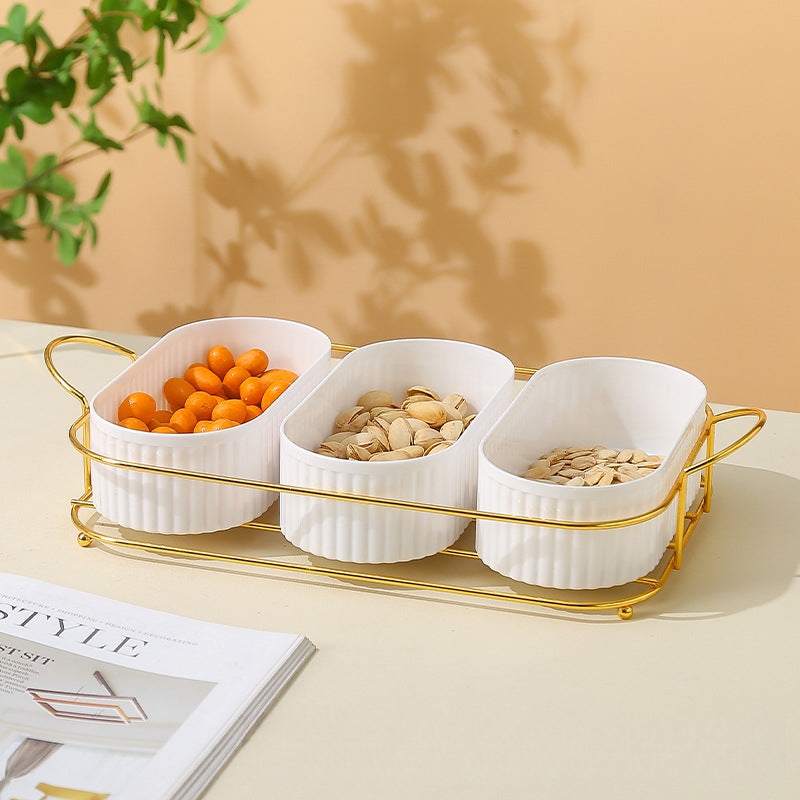 Living Room Household Coffee Table Nut Plate Oval Dish Compartment Plate Snack Plate Dessert Plate Nut Plate Candy Plate