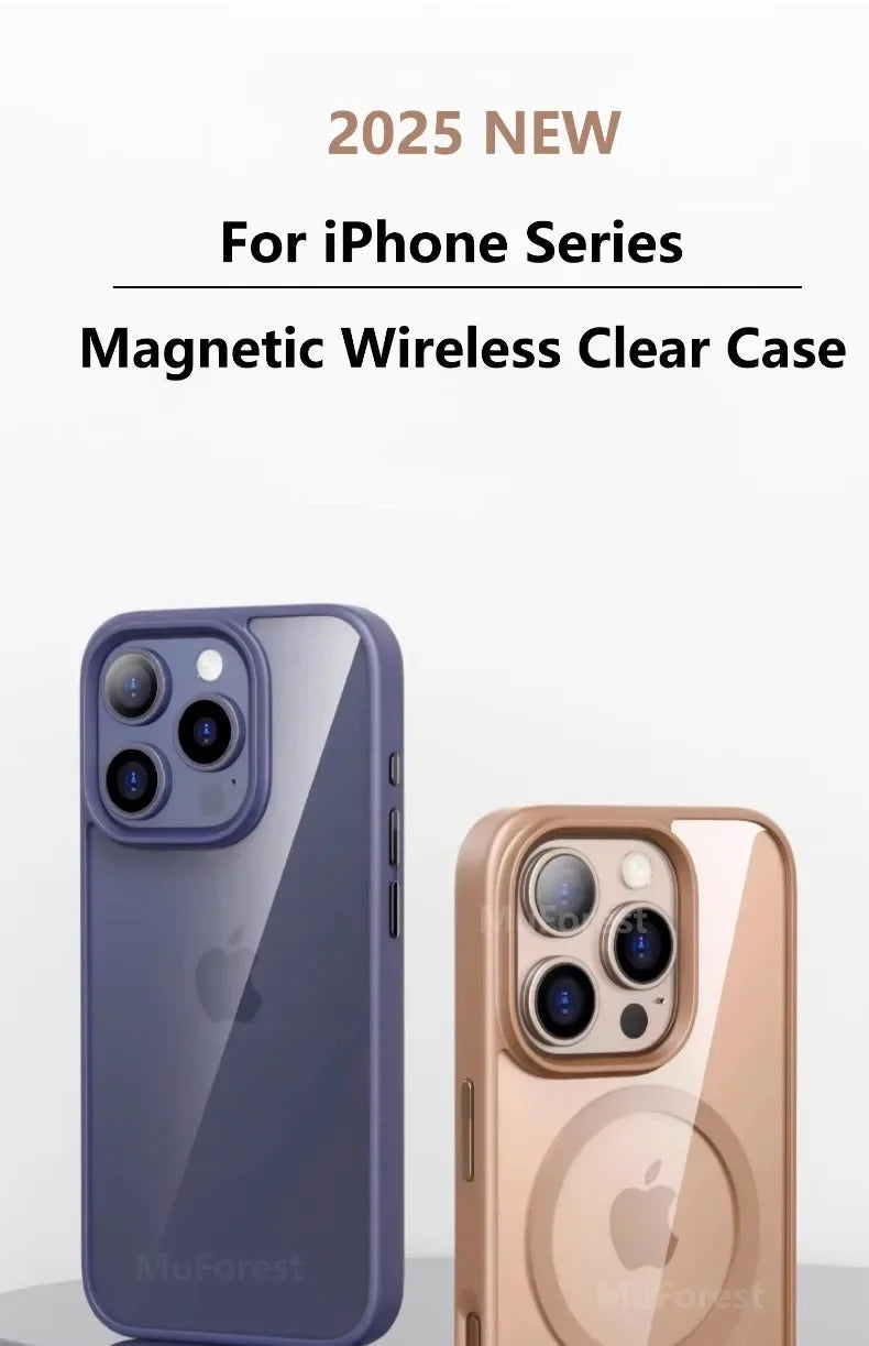 Acrylic Luxury Phone Case For iPhone 16 15 14 13 12 11 Pro Max Plus For Magsafe Transparent Magnetic Hard Cover funda