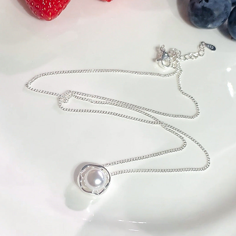 Liluo New S925 Sterling Silver Pearl Necklace Accessories for Women, Non-Fading, High-End Feel, Versatile Spring and Summer Clavicle Chain Wholesale