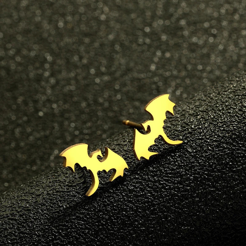 Punk Men Black Western Dragon Ear Stud Trend Stainless Steel Earrings for Women Personalize Rock Set Hip Hop Streetwear Jewelry