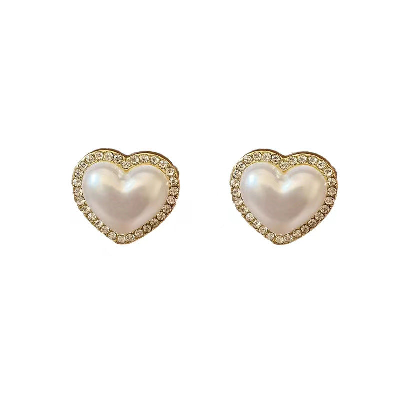 Earrings Pearl Style Elegant High-end Drop Earrings Sophisticated Heart-shaped Earrings Simple Internet Celebrity Ear Jewelry 925 Silver Needle
