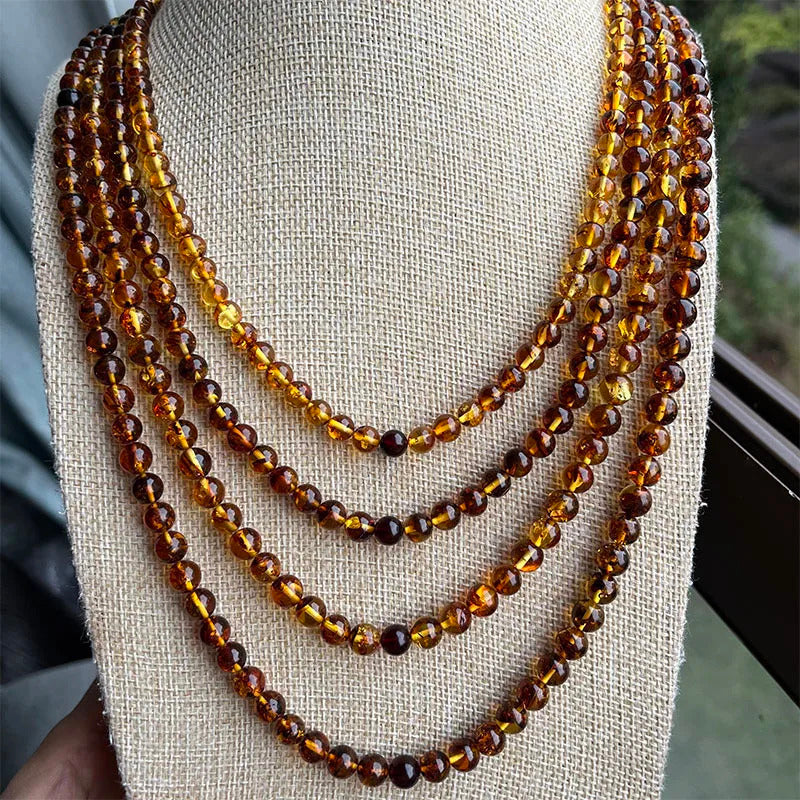 6mm-9mm Original Amber Bracelet for Men Women Unique Diy Flower Beads Rosary Long Necklace Baltic 2025 New Natural Stone Jewelry