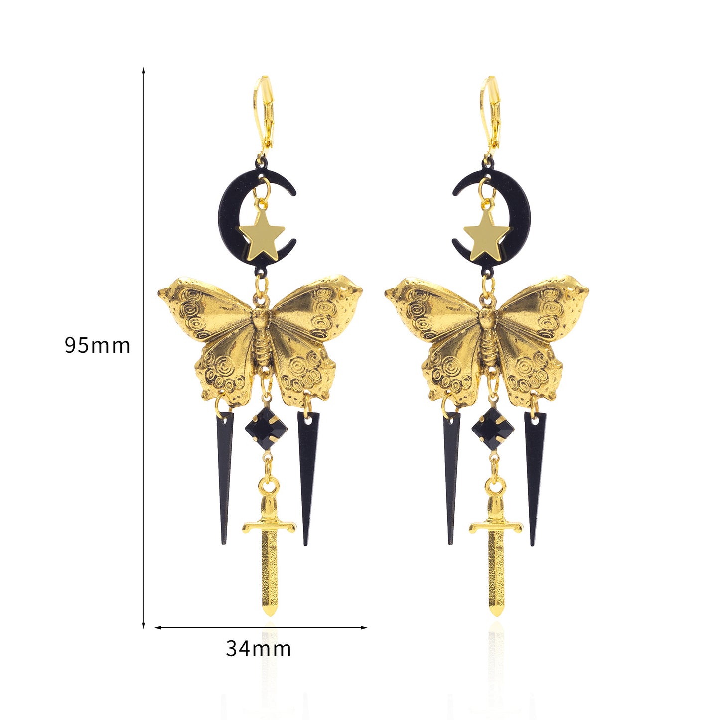 Vintage Distinctive Tassel Star Moon Butterfly Sword New Gothic Tassel Earrings