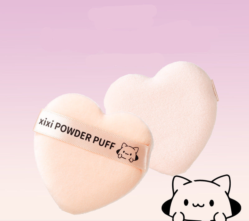 xixi Heart Peach Short Velvet Setting Powder Puff Flocked Soft Non-Powder-Absorbing Makeup Sponge Tool for Studio Use