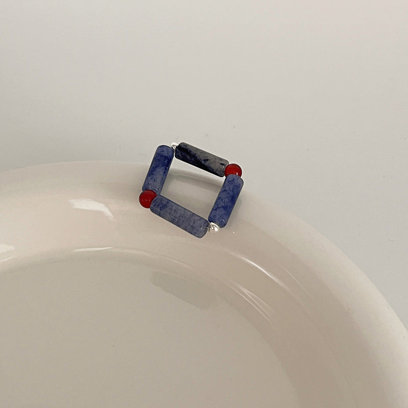 Color Crystal Beaded Ring Niche Design High-grade Finger Ring Light Luxury Elegant All-match Ring Accessories