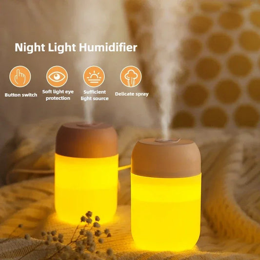 300ml Portable Air Humidifier Aroma Oil Humidificador for Home Car USB Cool Mist Sprayer with Colorful Soft Night Light Purifier
