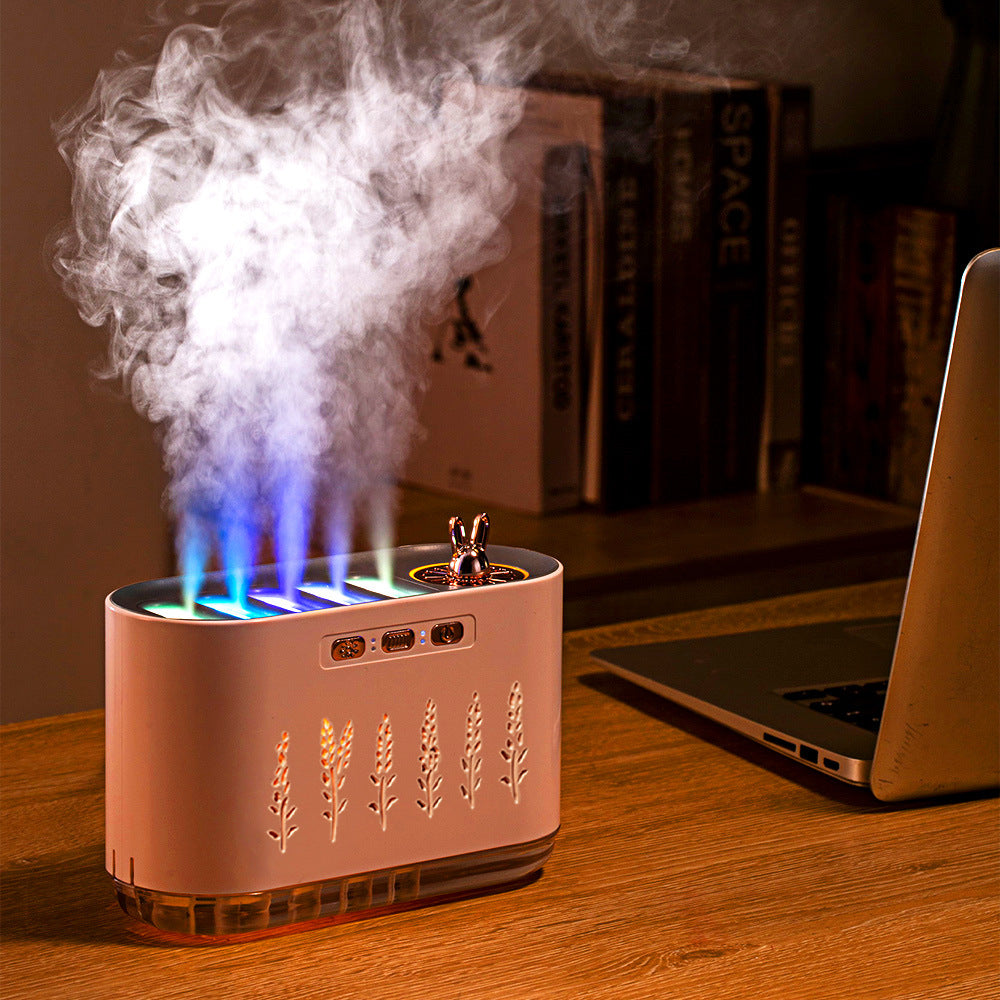 Air Humidifier for Home, Silent Bedroom Five-Hole Spray Aromatherapy, Creative Dynamic Colorful Sound-Controlled