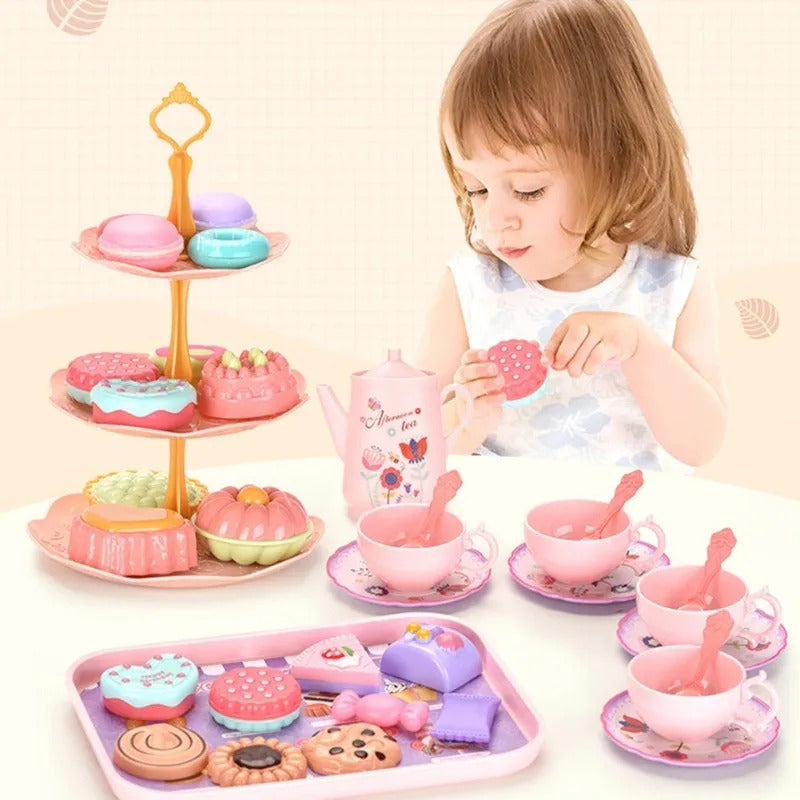 DIY Simulation Tea Food Cake Set Play House Kitchen Afternoon Tea Game Toys Gifts Pretend Play Toy For Children Kids Girls Gift