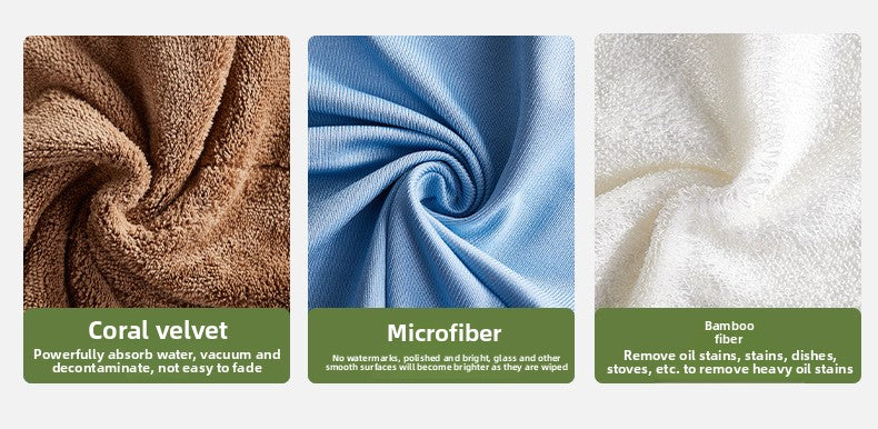 Seven Colors Cleaning Cloth Household Cleaning Absorbent Non-Shedding Thickened Special Towel for Glass Wiping Bamboo Fiber Dishwashing Cloth