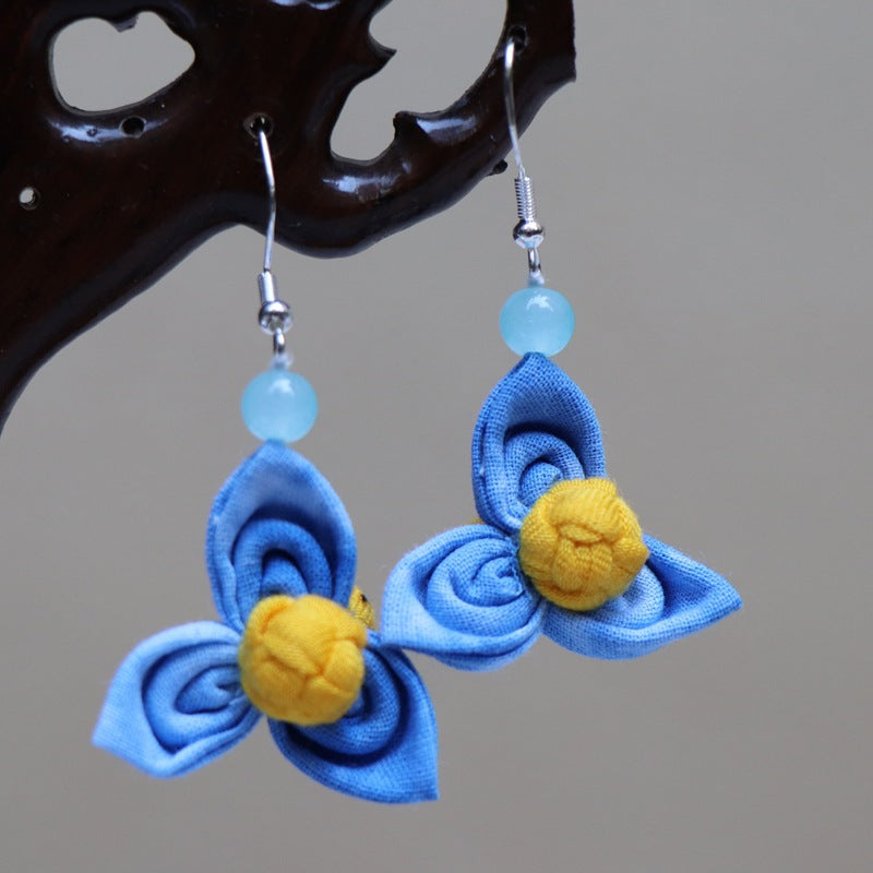 Ethnic style blue tie-dye earrings hand-woven tie-dye earrings travel companion gift