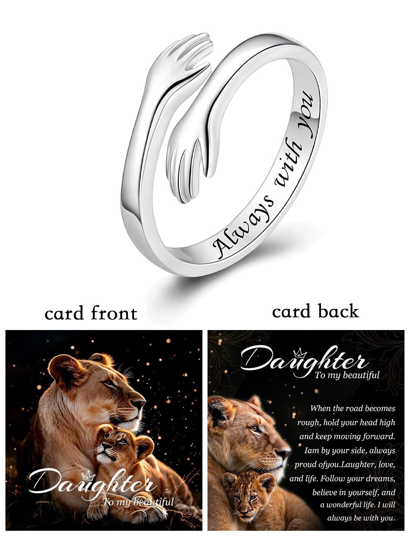 Creative Engraving Love Hug Open Adjustable Couple Hands Hug Ring Direct Sale