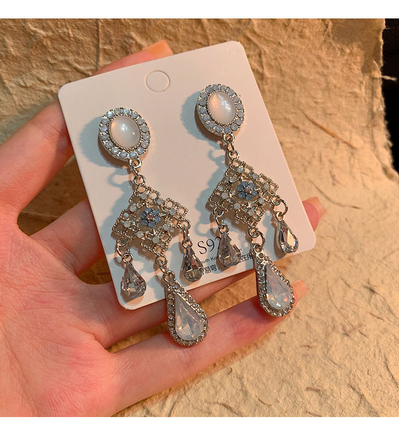 Ancient Style Color-Retaining Gold-Plated Imitation Jade Niche Design Retro Earrings Birthday Gift