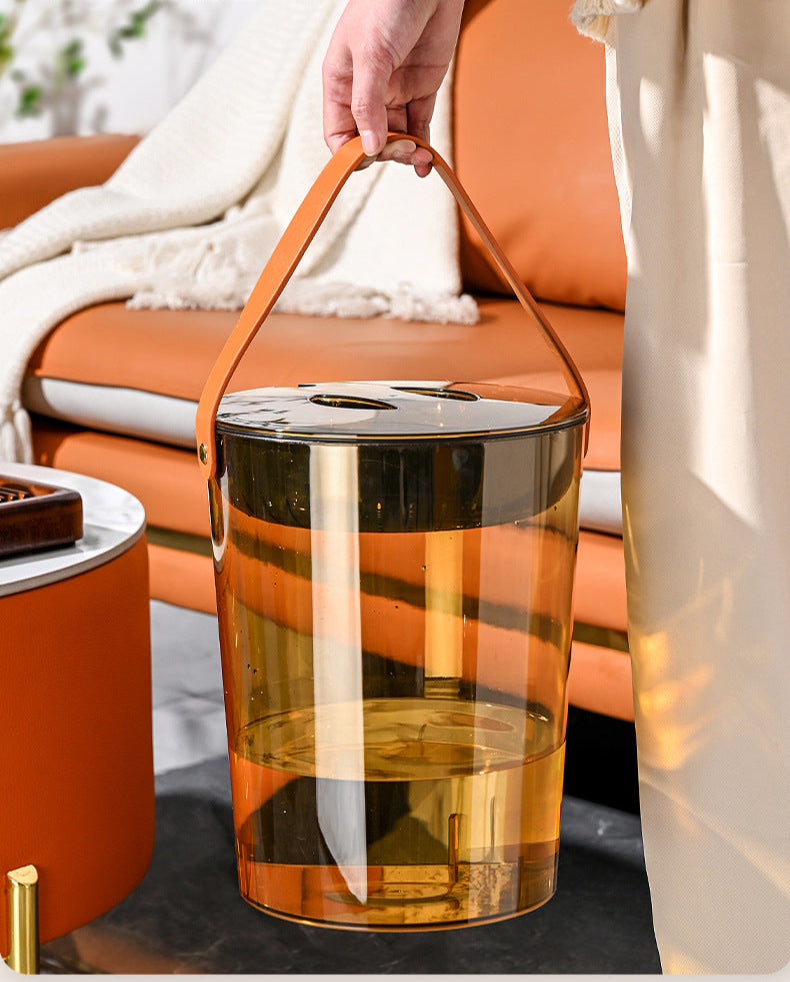 Tea Bucket Office Large Capacity with Strainer Dry Wet Separation Household Table round Portable Transparent Tea Residue Barrel