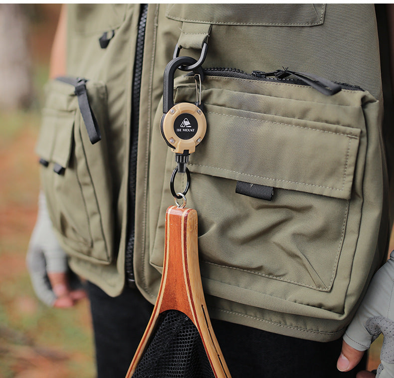 Outdoor Tactics Can Buckle Retractable Buckle Steel Wire Rope Multi-Functional Keychain Camping High Rebound Anti-Separation Rope Pull Peels