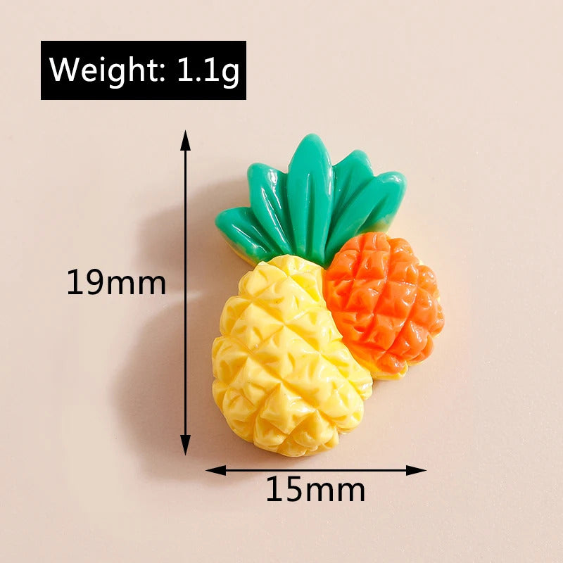 10pcs Mix Cute Mini Fruit Charms Pear Cherry Pineapple Peach Avocado Flat Back Resin Cabochons Scrapbook DIY Jewelry Accessories