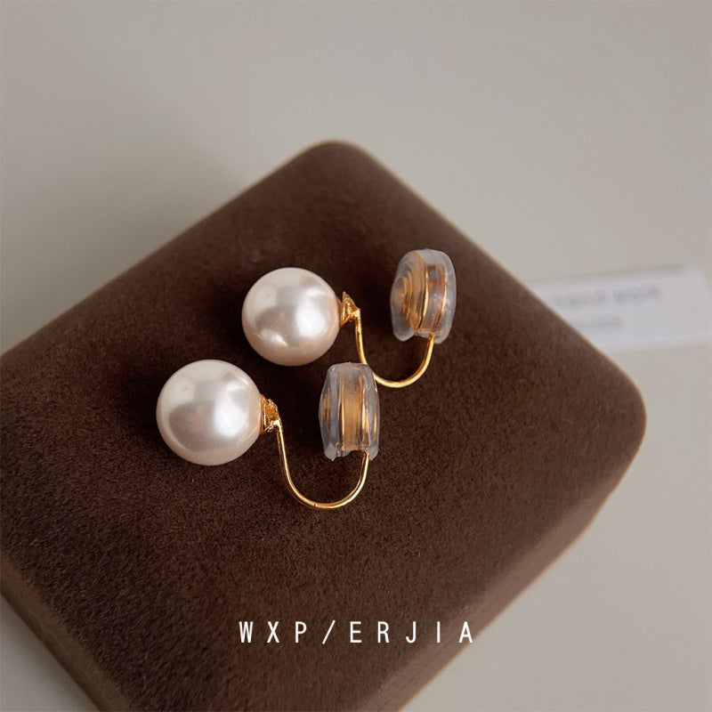 Pearl Mosquito-repellent Incense Plate Ear Clip Plated with 18K Gold High-grade Simple Painless Earrings