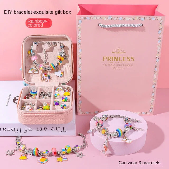 DIY Beaded Bracelet Set with Storage Box for Girls Gift Acrylic European Large Hole Beads Handmade Diy Jewelry Making Kit