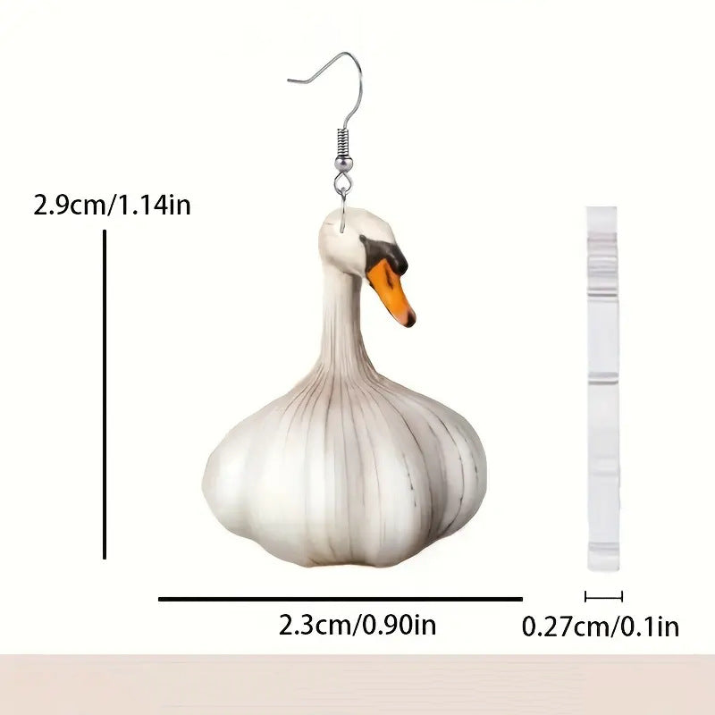 Independent Cross-border New Product Funny Creative Garlic Duck Duck Earrings for Women European and American Fashion Festival Animal Ear Accessories