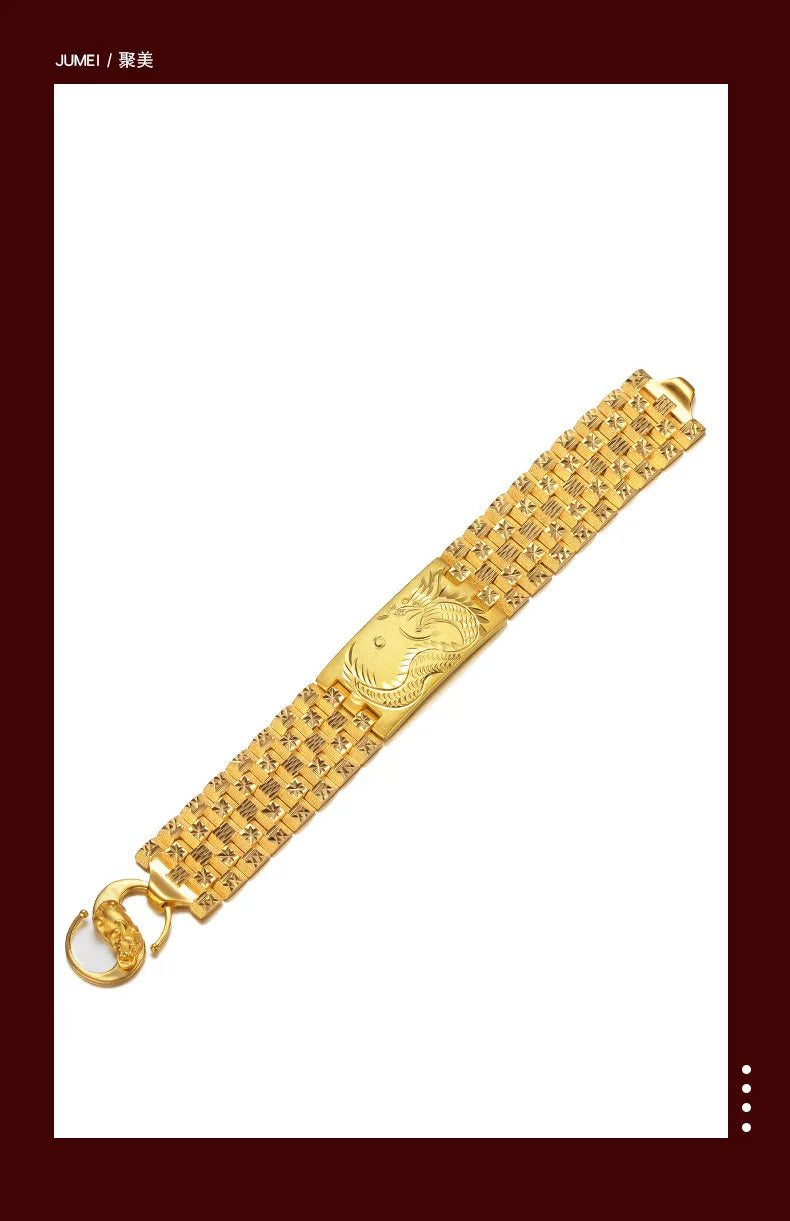9999 24K  real gold store, same style gold bracelet for men and women, powerful and exquisite jewelry
