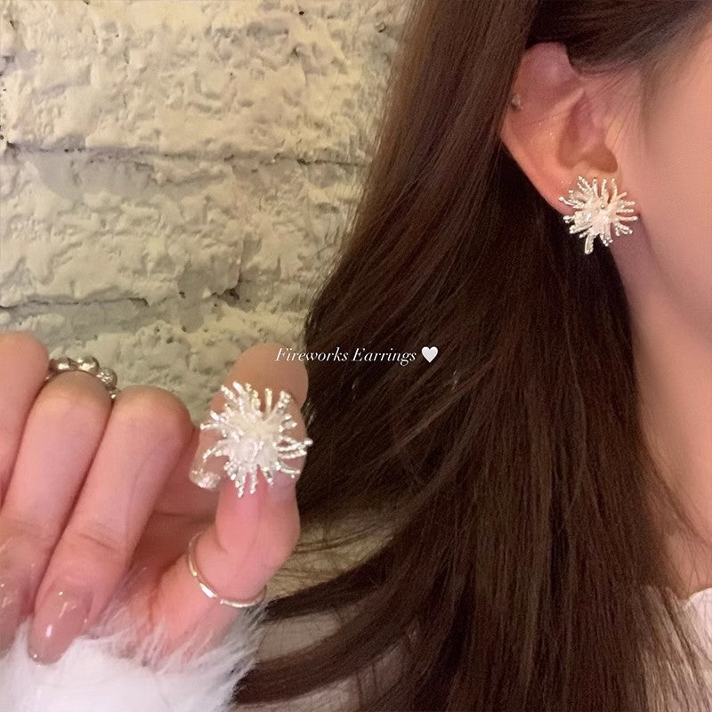 925 Silver Needle Hong Kong Style Retro Metal Earrings Women's High-Grade Geometric Simple Bracelet Ear Clip All-Match Exaggerated Commuter Earrings