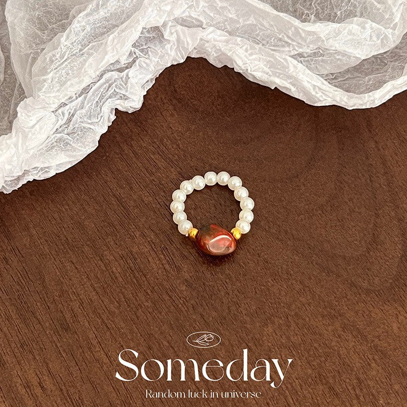 Color Crystal Beaded Ring Niche Design High-grade Finger Ring Light Luxury Elegant All-match Ring Accessories