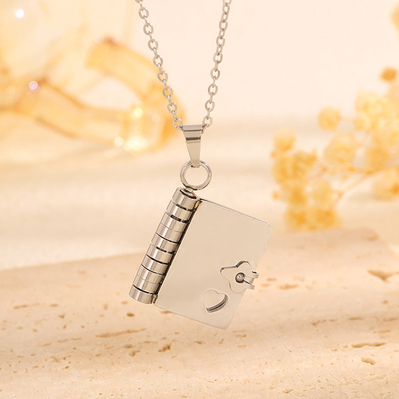 Titanium Steel Women's Love Letter Necklace Openable Pendant Couple New Style Personality Temperament Necklace Clavicle Chain