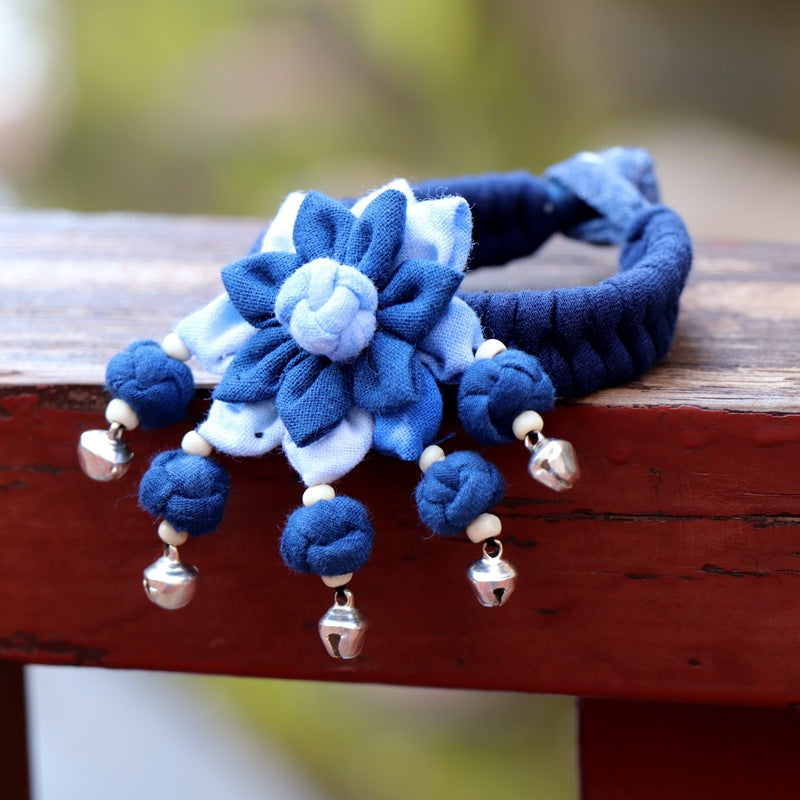 Blue Tie Dye Cloth Bracelet Dali Lijiang Hot Sale Hand-stitched Flower Fabric Bracelet Bracelet