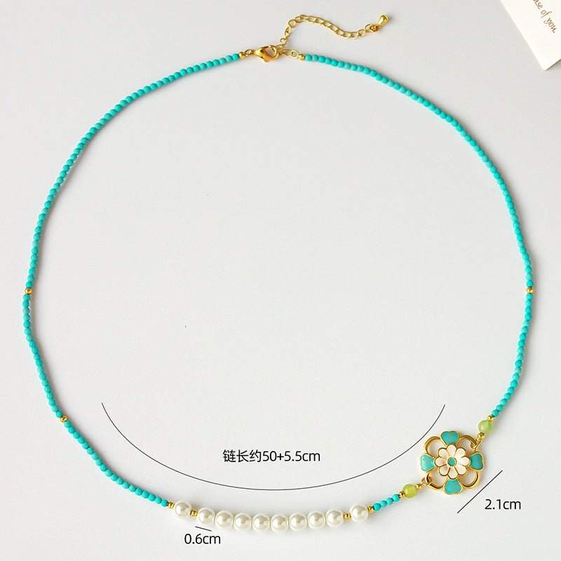 Turquoise Baroque Freshwater Pearl Bracelet Stacked Elegant Women's Bracelet